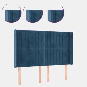 vidaXL Cabeceira cama c luzes LED veludo 147x16x118128cm azul-escuro