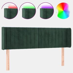 vidaXL Cabeceira cama c luzes LED veludo 147x16x7888 cm verde-escuro