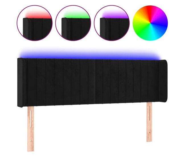 Vidaxl cabecero con led de terciopelo negro 147x16x78/88 cm