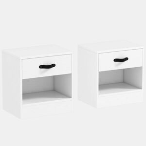 HOMCOM Conjunto de 2 Mesas de Cabeceira Mesas de Cabeceira para Dormitório Estreitas com Gaveta e Compartimento Aberto 39x28x41 cm Branco