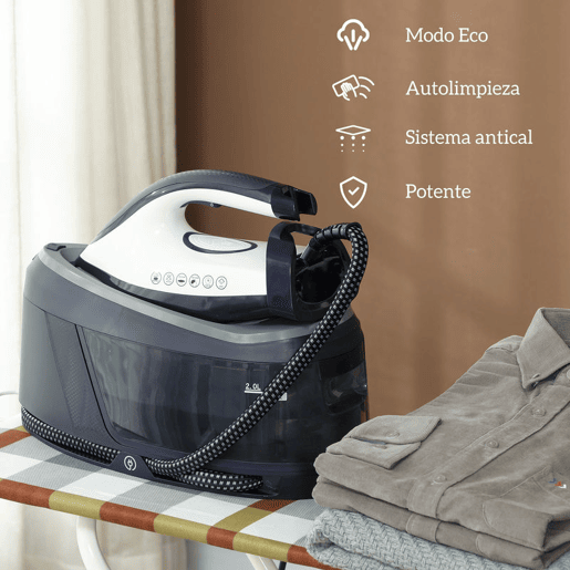 HOMCOM Ferro com Caldeira 2800W 100 gmin 8 Bares Função ECO Base de Cerâmica Dupla Camada Engomagem Vertical Potente Desligamento Automático Sistema Anticalcário Autolimpeza Depósito Amovível 2 L Azul