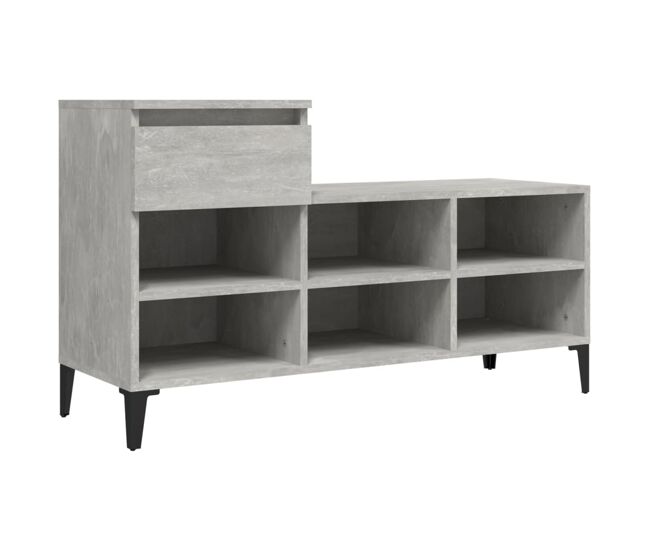 Vidaxl mueble zapatero madera contrachapada gris hormigón 102x36x60 cm