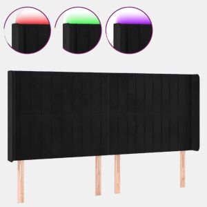 vidaXL Cabeceira de cama c luzes LED veludo 203x16x118128 cm preto