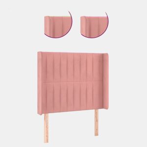 vidaXL Cabeceira de cama c luzes LED veludo 103x16x118128 cm rosa