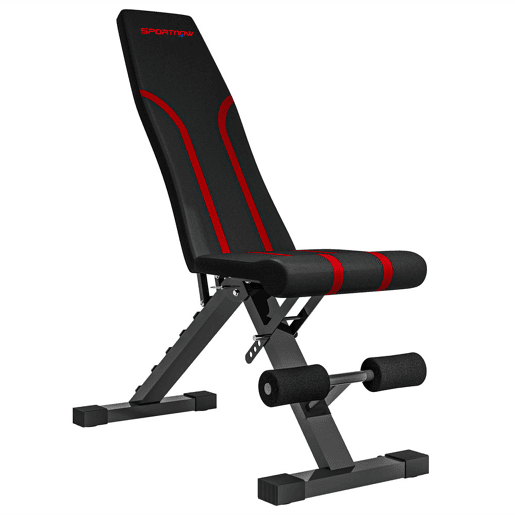 SPORTNOW Banco de Abdominais Ajustável Banco de Musculação Dobrável para Treino de Corpo Completo em Casa Ginásio 82x35x42,5-107 cm Preto