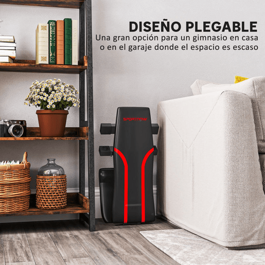 SPORTNOW Banco de Abdominais Ajustável Banco de Musculação Dobrável para Treino de Corpo Completo em Casa Ginásio 82x35x42,5-107 cm Preto