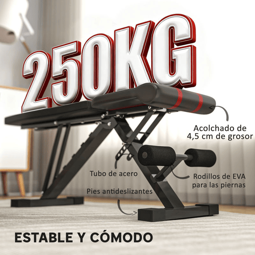 SPORTNOW Banco de Abdominais Ajustável Banco de Musculação Dobrável para Treino de Corpo Completo em Casa Ginásio 82x35x42,5-107 cm Preto