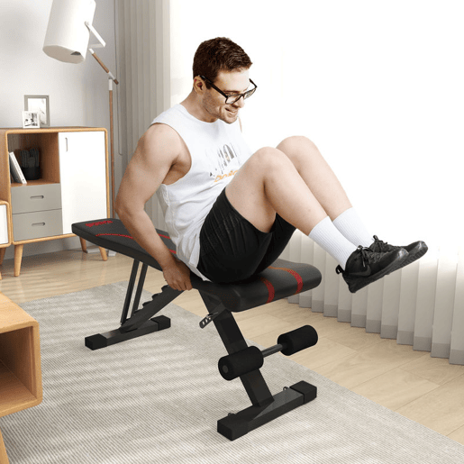 SPORTNOW Banco de Abdominais Ajustável Banco de Musculação Dobrável para Treino de Corpo Completo em Casa Ginásio 82x35x42,5-107 cm Preto