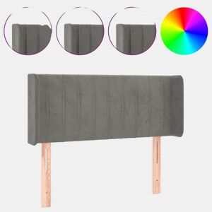 vidaXL Cabeceira cama c luzes LED veludo 103x16x7888 cm cinza-claro