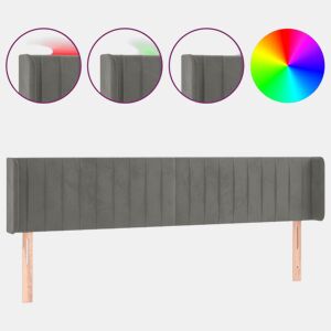 vidaXL Cabeceira cama c luzes LED veludo 163x16x7888 cm cinza-claro