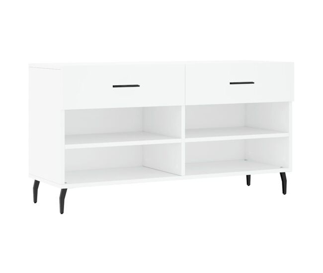 Vidaxl banco zapatero madera de ingeniería blanco 102x35x55 cm