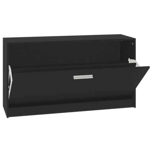 vidaXL Banco para sapatos preto 80x24x45 cm madeira projetada vidaXL Banco para sapatos preto 80x24x45 cm madeira projetada