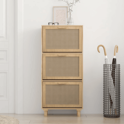 vidaXL Sapateira 52x25x115 cm derivados madeiravime natural castanho vidaXL Sapateira 52x25x115 cm derivados madeiravime natural castanho