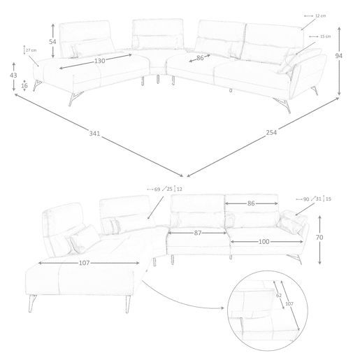 ANGEL CERDA Sofá chaise longue em pele