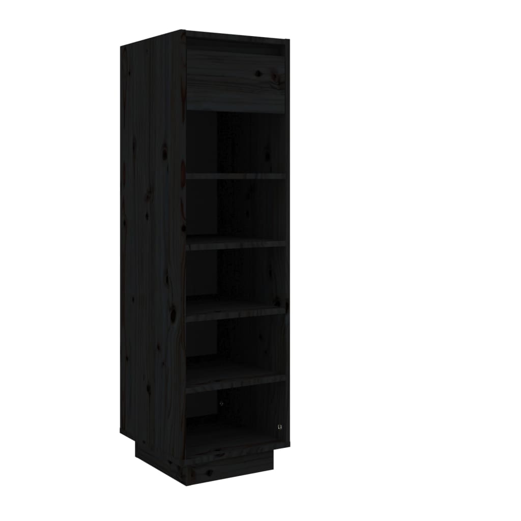 Vidaxl mueble zapatero de madera maciza de pino negro 30x34x105 cm