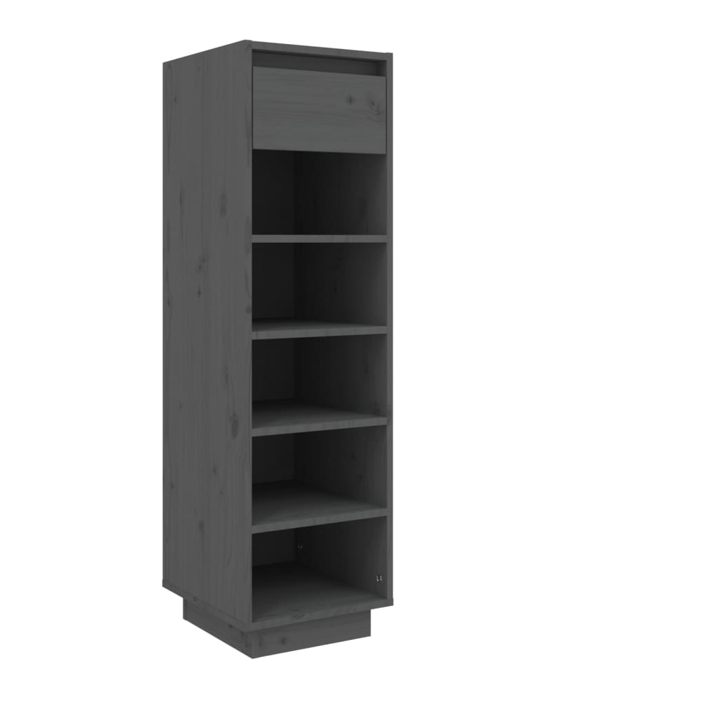 Vidaxl mueble zapatero de madera maciza de pino gris 30x34x105 cm