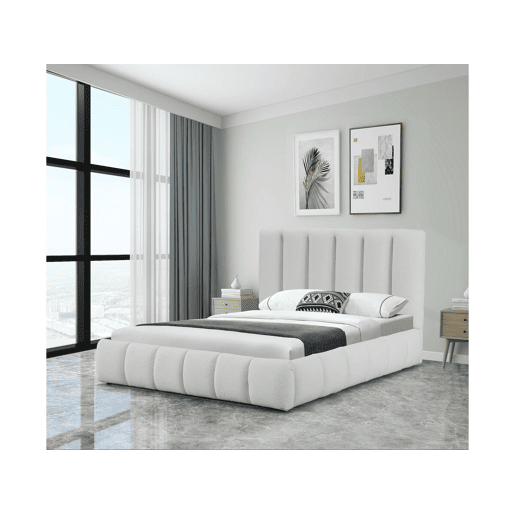 Cama Boucle com baú Annie - 160 x 200 cm - Branco