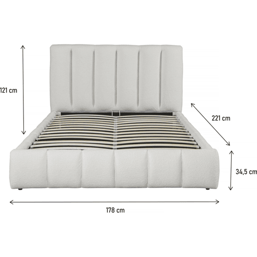 Cama Boucle com baú Annie - 160 x 200 cm - Branco