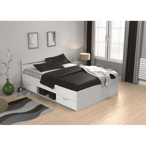Cama de casal em madeira Michigan - 140 x 200 cm - Branca