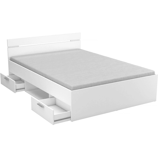 Cama de casal em madeira Michigan - 140 x 200 cm - Branca