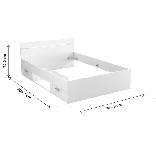 Cama de casal em madeira Michigan - 140 x 200 cm - Branca