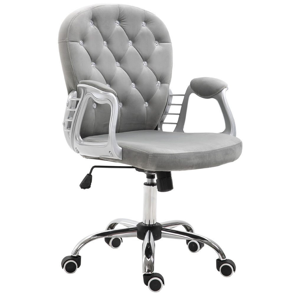 Vinsetto silla de oficina silla de escritorio giratoria tapizada en terciopelo con altura ajustable reposabrazos y decoraciones de diamantes carga 120