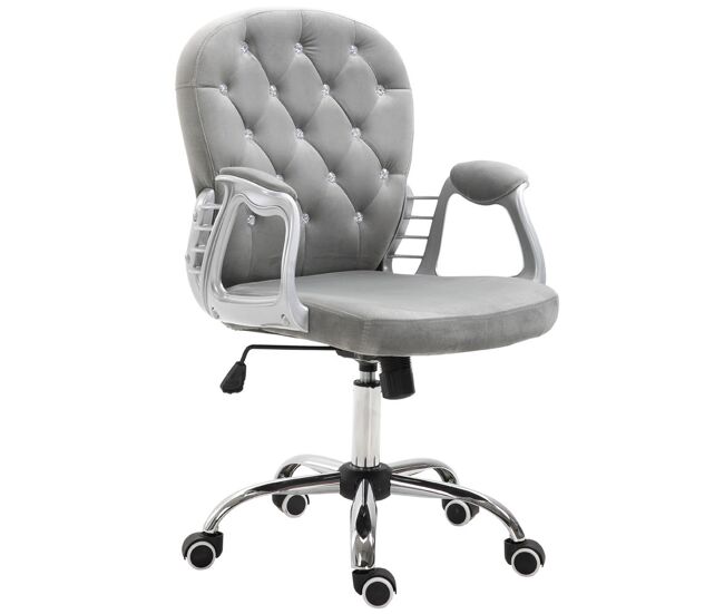 Vinsetto silla de oficina silla de escritorio giratoria tapizada en terciopelo con altura ajustable reposabrazos y decoraciones de diamantes carga 120