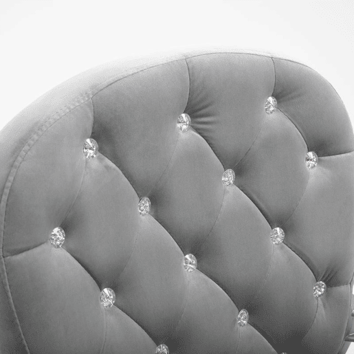 Vinsetto Cadeira de Escritório Estofada em Veludo Cadeira Giratória com Altura Ajustável Apoio para os Braços e Decorações de Cristal Carga 120 kg Cadeira para Estudio Dormitório 59,5x60,5x95-105 cm Cinzenta