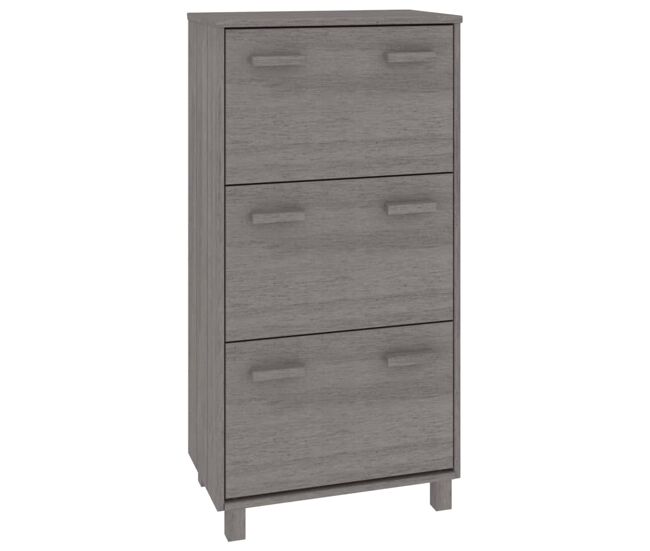 Vidaxl zapatero hamar madera maciza pino gris claro 59,5x35x117 cm