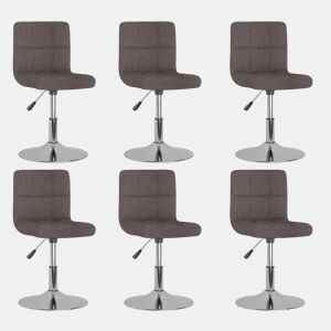 vidaXL Cadeiras de jantar giratórias 6 pcs tecido cinzento-acastanhado