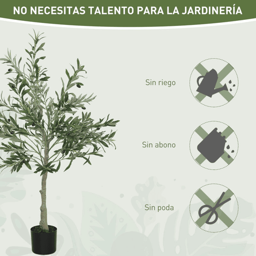 HOMCOM Oliveira Artificial 120 cm Planta Artificial Decorativa Grande Árvore Artificial de Interior com 20 Azeitonas Decoração para Lar Escritório Varanda Quarto Verde