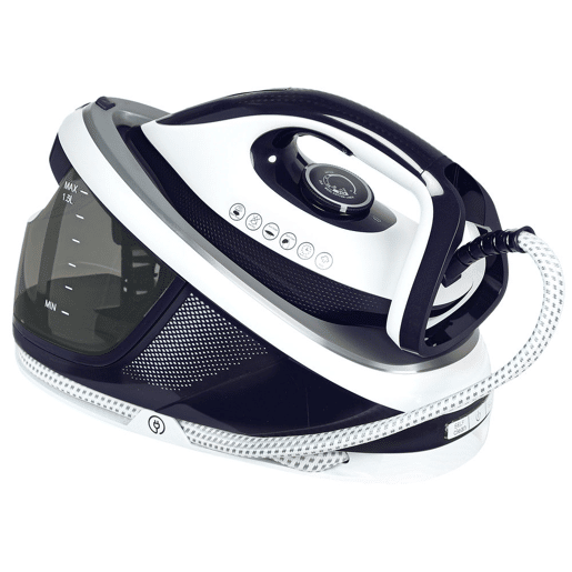 HOMCOM Ferro com Caldeira 2600W 100 gmin 8 Bares Função ECO Base de Cerâmica Engomagem Vertical Potente Desligamento Automático Sistema Anticalcário Autolimpeza Depósito Removível 1,5 L 37x19,8x24 cm Azul