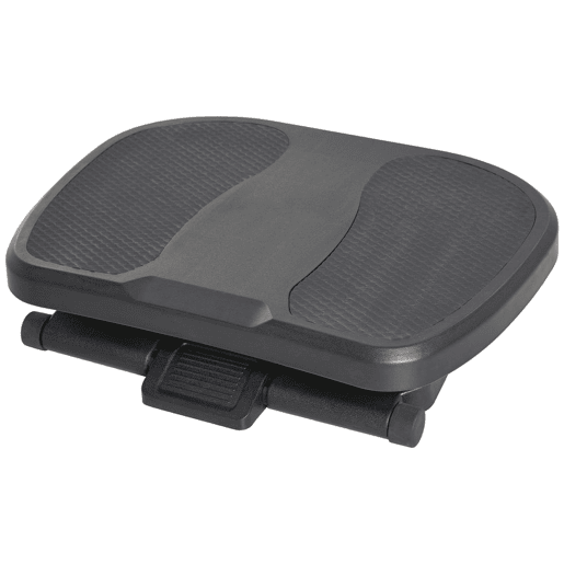 HOMCOM Apoio para os Pés com Superfície Texturizada Apoio para os Pés com Inclinação de 0-30° Massagem e Altura Ajustável em 3 Níveis para Escritório 45x34x10-16,5 cm Preto