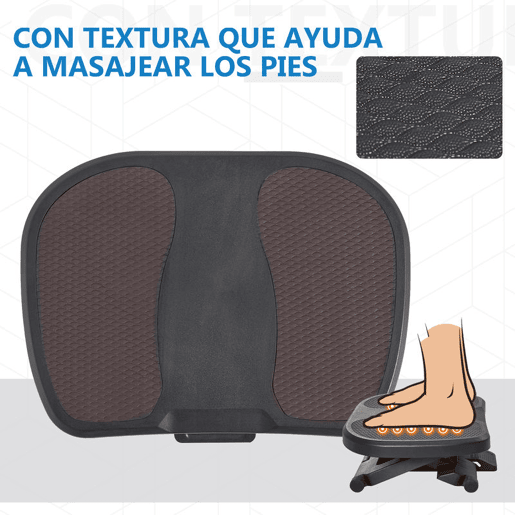 HOMCOM Apoio para os Pés com Superfície Texturizada Apoio para os Pés com Inclinação de 0-30° Massagem e Altura Ajustável em 3 Níveis para Escritório 45x34x10-16,5 cm Preto