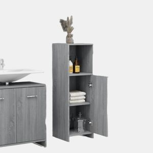 vidaXL Armário WC 30x30x95 cm derivados de madeira cinzento sonoma
