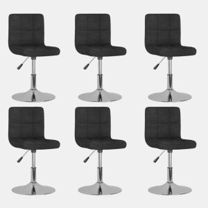 vidaXL Cadeiras de jantar giratórias 6 pcs tecido preto