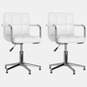 vidaXL Cadeiras de jantar giratórias 2 pcs couro artificial branco