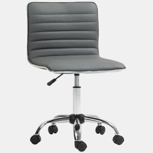 HOMCOM Cadeira de Escritório sem Apoio para os Braços Cadeira de Escritório Giratória com Altura Ajustável Cadeira para Estudo Estofada em PU Carga 120 kg 48x52x78-90 cm Cinza