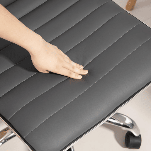 HOMCOM Cadeira de Escritório sem Apoio para os Braços Cadeira de Escritório Giratória com Altura Ajustável Cadeira para Estudo Estofada em PU Carga 120 kg 48x52x78-90 cm Cinza