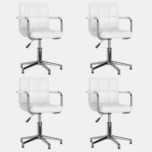 vidaXL Cadeiras de jantar giratórias 4 pcs couro artificial branco