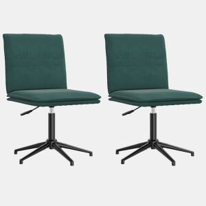vidaXL Cadeiras de jantar 2 pcs veludo verde-escuro