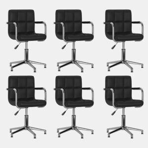 vidaXL Cadeiras de jantar giratórias 6 pcs couro artificial preto