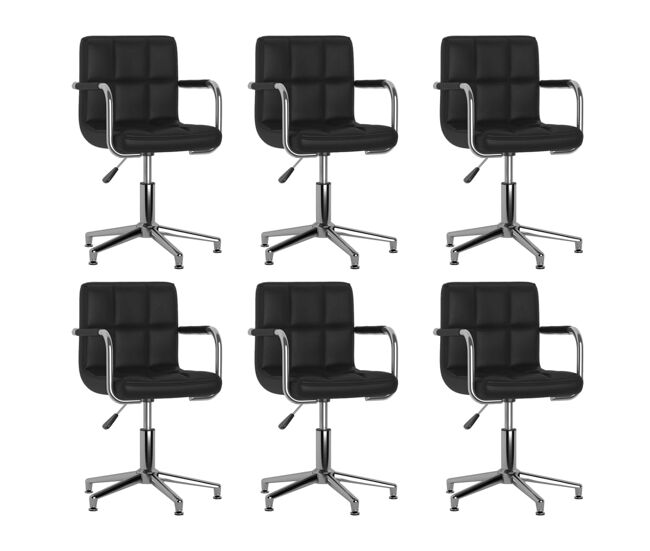 Vidaxl sillas de comedor giratorias 6 unidades cuero sintético negro