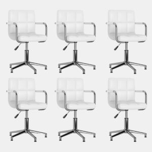 vidaXL Cadeiras de jantar giratórias 6 pcs couro artificial branco