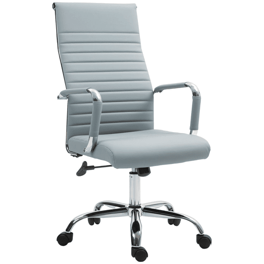 Vinsetto Cadeira de Escritório Giratoria 360° Inclinável com Altura Ajustável Rodas Apoio de Braços 54x62x104-114 cm Cinzento Claro