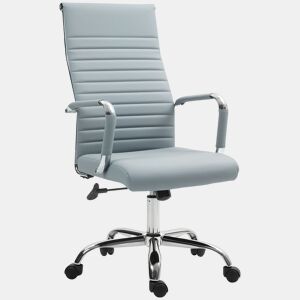 Vinsetto Cadeira de Escritório Giratoria 360° Inclinável com Altura Ajustável Rodas Apoio de Braços 54x62x104-114 cm Cinzento Claro