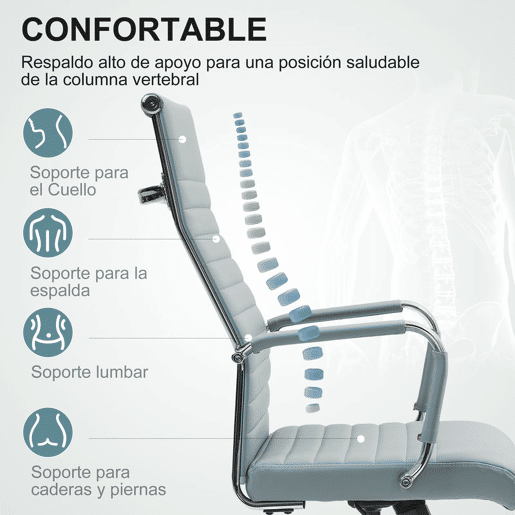 Vinsetto Cadeira de Escritório Giratoria 360° Inclinável com Altura Ajustável Rodas Apoio de Braços 54x62x104-114 cm Cinzento Claro