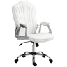 HOMCOM Cadeira de Escritório com Encosto Alto Cadeira para Secretária com Altura Ajustável Apoios de Braços Função Inclinável e Rodas em PU 61x62x106-116 cm Branco