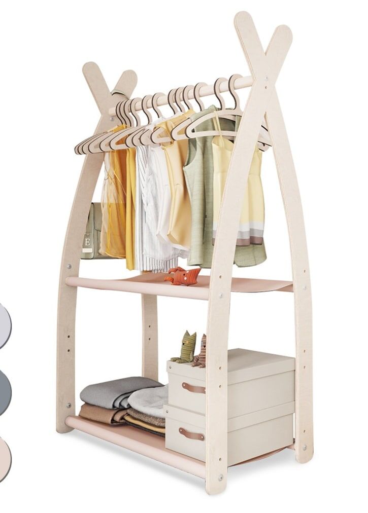 Perchero dormitorio infantil MAMOI en madera natural 53