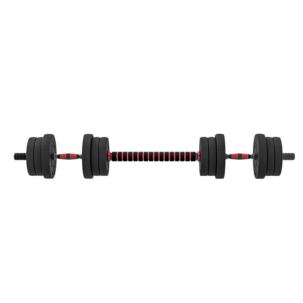 Homcom juego de mancuernas ajustables, 2 en 1, 20kg, juego de pesas con barra de conexión y mango antideslizante, pesas y mancuernas para hombres y mujeres, ejercicio de fitness, casa gimnasio